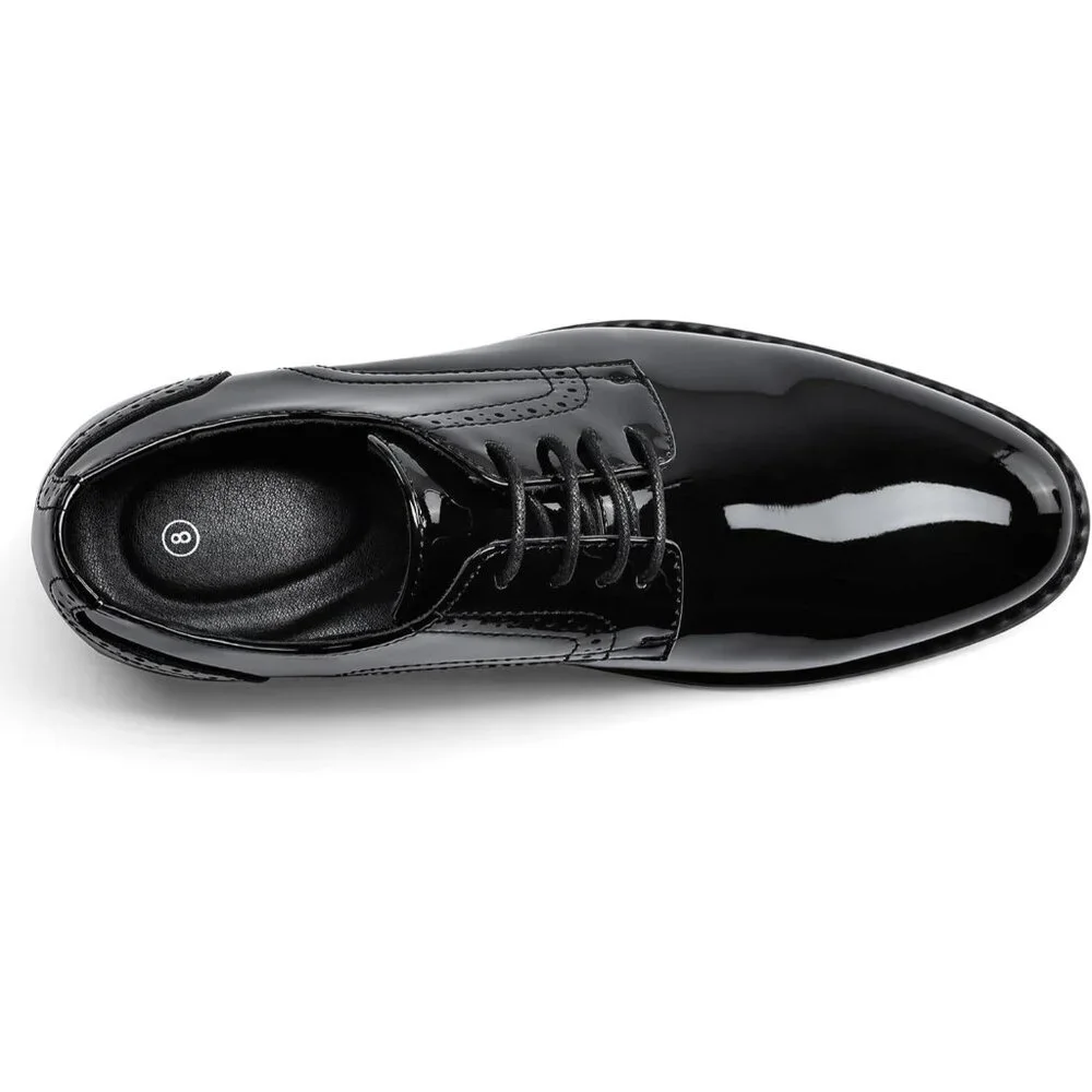 Men's Black Patent Shoes Formal Classic Business Lace up Oxford Shoes Wide Width
